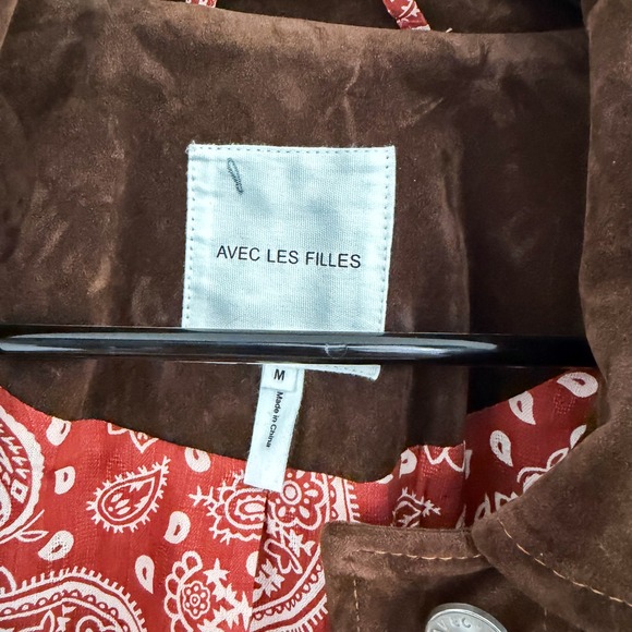 NWT Avec Les Filles Barn Jacket Faux Suede Western 70s Boho Old Money M - Picture 12 of 12